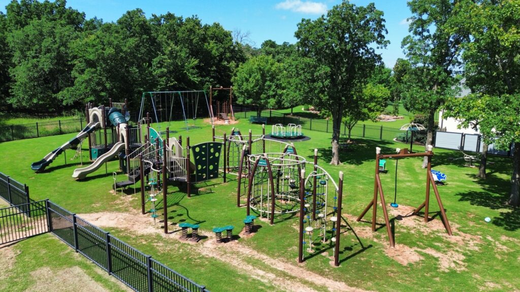 Commercial playground creates park like setting
